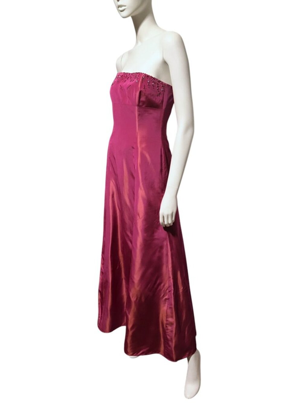 Vintage Laundry Shelli Segal Strapless Pink Iridescent Beaded Dress 2 Fairy Glam
